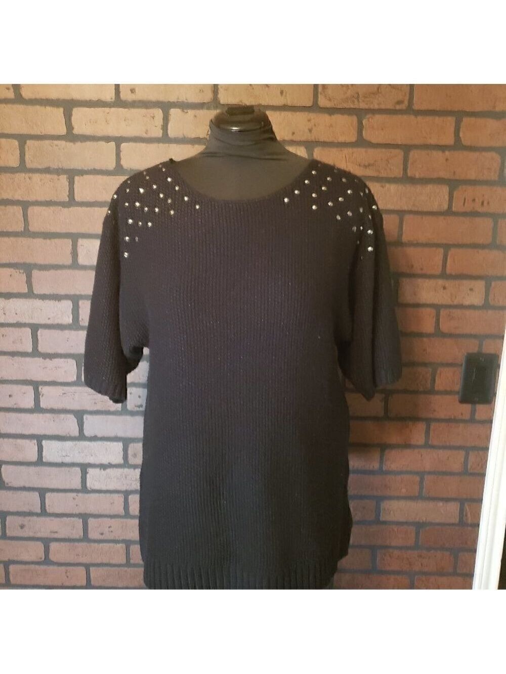 Style & Co Short Sleeve Sweater with Studs